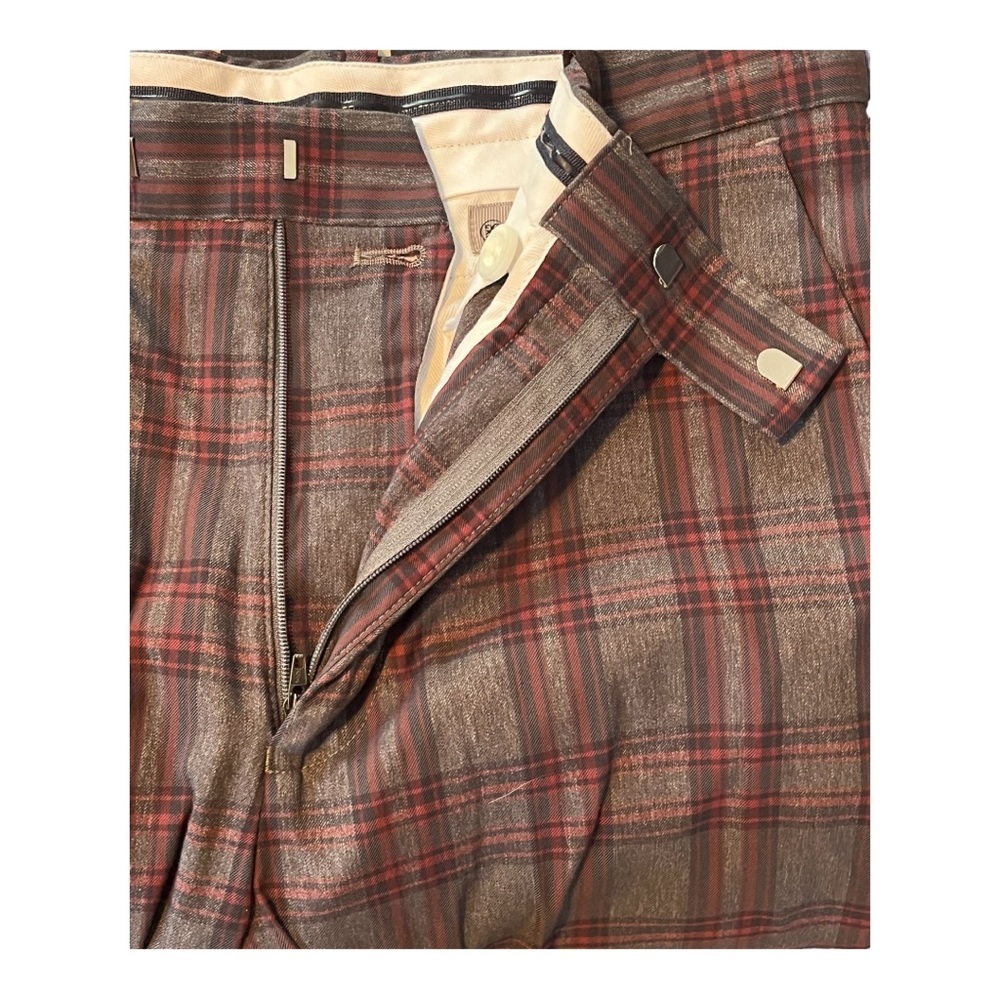 G/FORE MEN'S GOLF PANTS GRAY RED PLAID POCKETS PERFORMANCE SIZE 32/32 - Picture 7 of 9